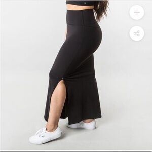 BuffBunny Girlboss Midi Stretch Side Slit Skirt High Waist Black S Small EUC